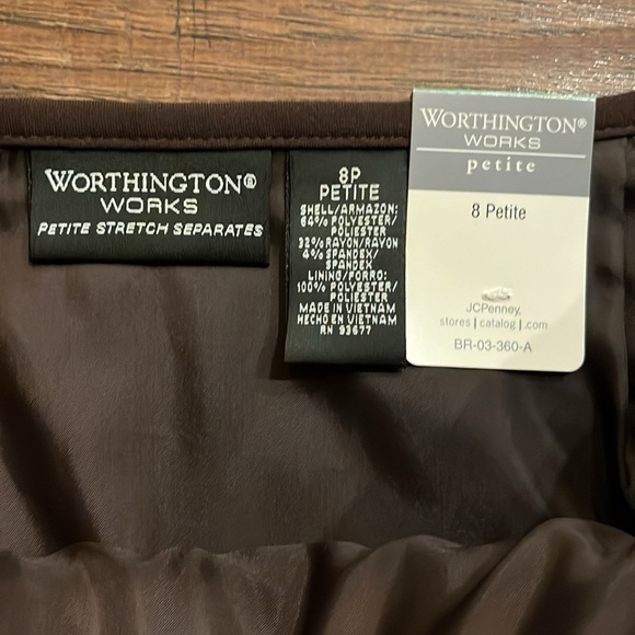 Worthington Works Women’s Skirt in Deep Chocolate Size 8P - Picture 2 of 9